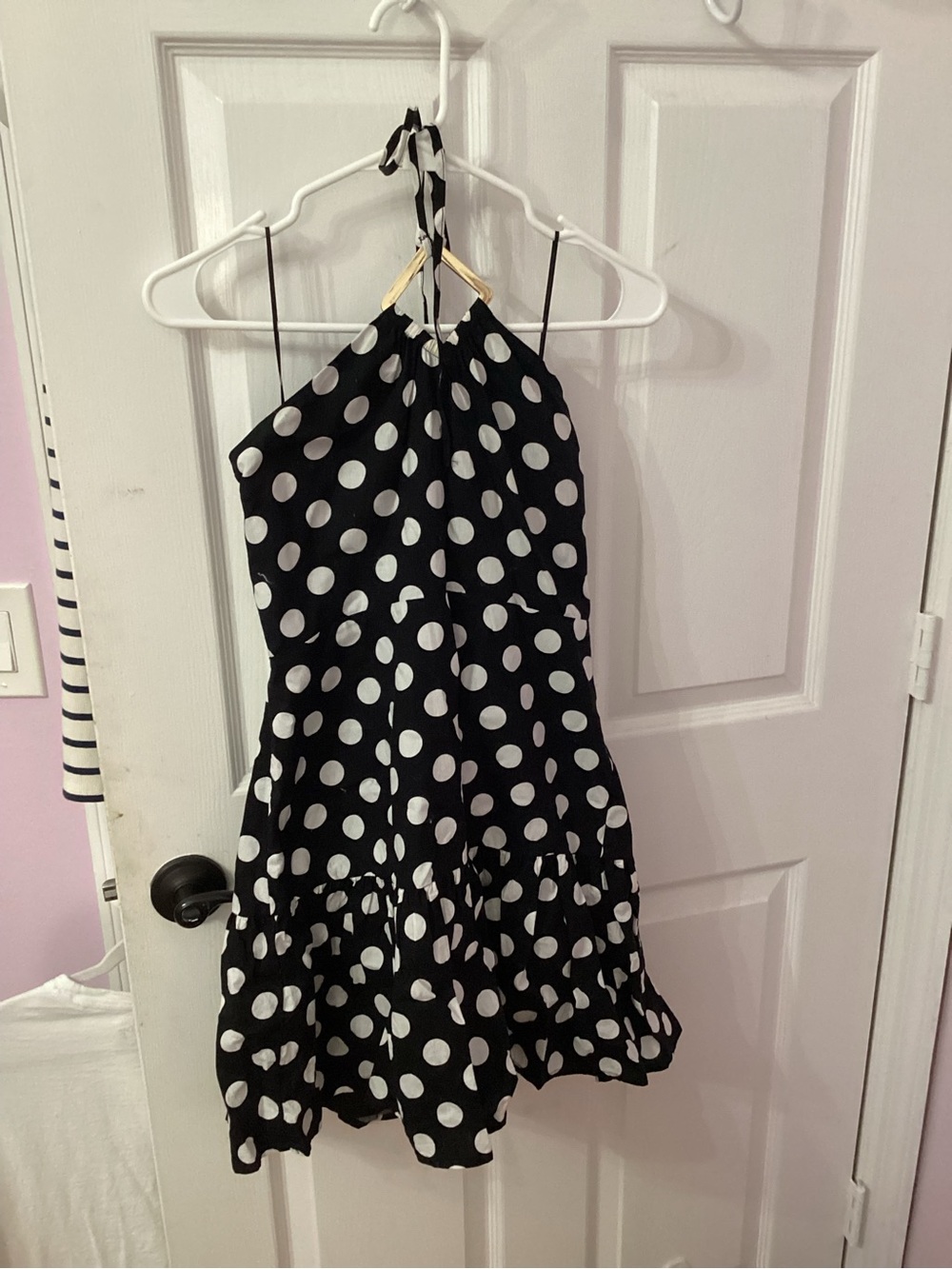 Girls' Black and White Polka Dot Halter Dress
